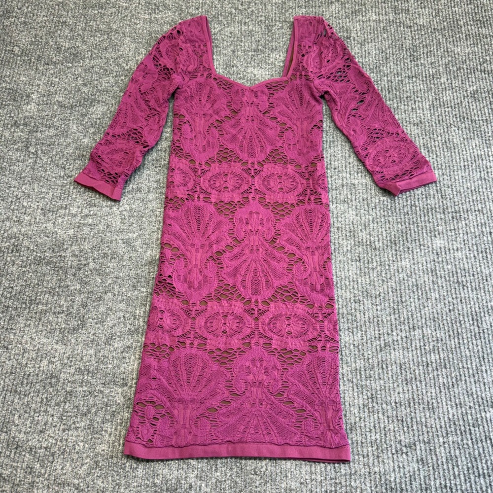Free People‎ Intimately Mini Dress Purple Lace Bodycon XS S Boho Festival